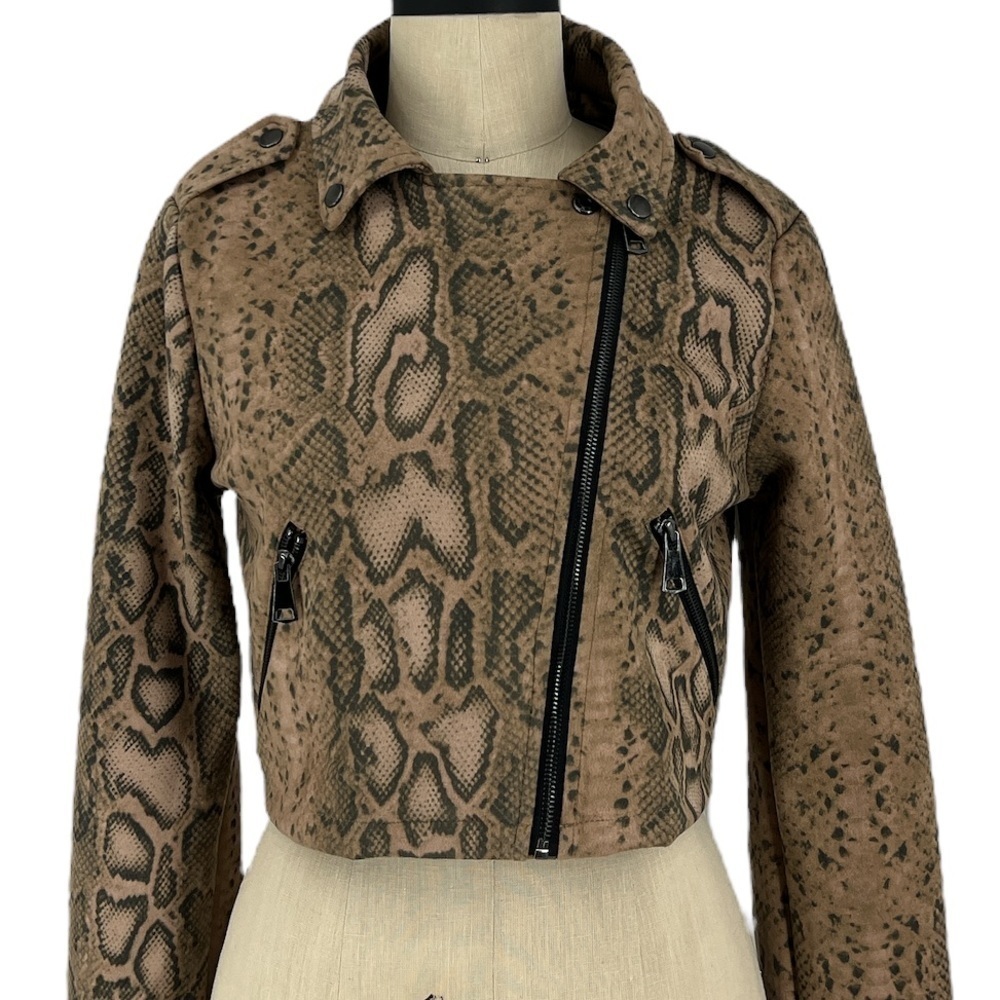 Anna Cai Snake print Moto Stretch dark academia  jacket